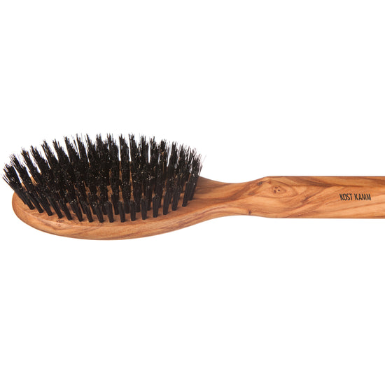 Haarbürste, oval, Olivenholz, Wildschweinborste, 9-reihig, 22cm