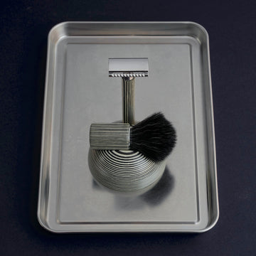 Shaving Set (615+725+Stand), colorful laminated wood, vegan synthetic hair, classic safety razor