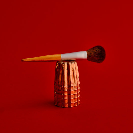 Pinceau à blush, étroit, bois d'olivier, poils de chèvre, 17cm