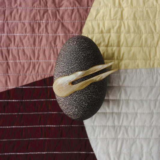 Haarnadel, kurz, gewellt, Horn, 2-zinkig, 10cm