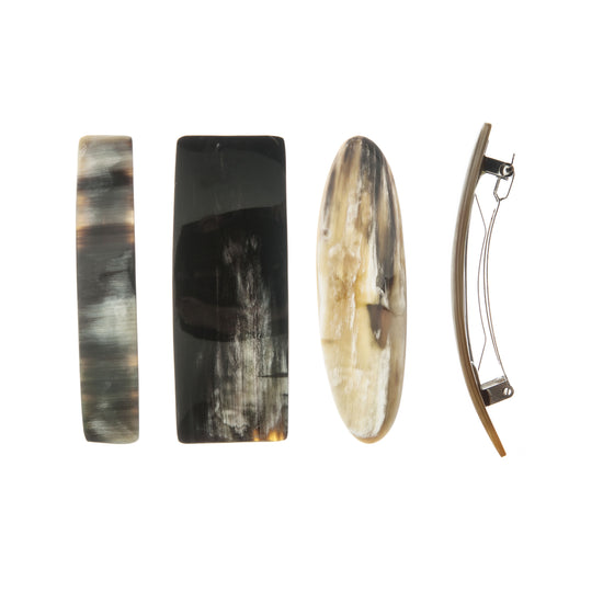Haarspange, Horn, Schließe 8cm