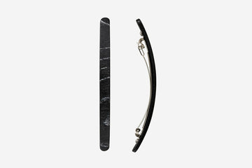 Haarspange, schmal, schwarz-weißes Furnierholz, Design Sushi, Schließe 10cm