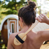 Massage brush with detachable curved handle, oval, beechwood, vegan sisal bristles, 45cm