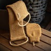 Massagehandschuh, Jute, gestrickt, 22cm