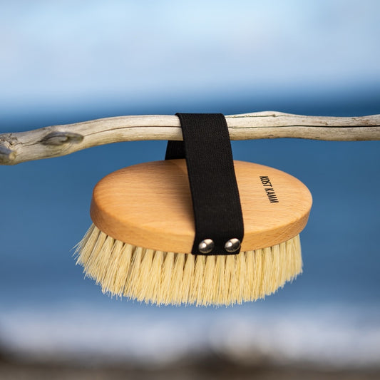 Massage brush, oval, beechwood, long vegan sisal bristles, 13cm