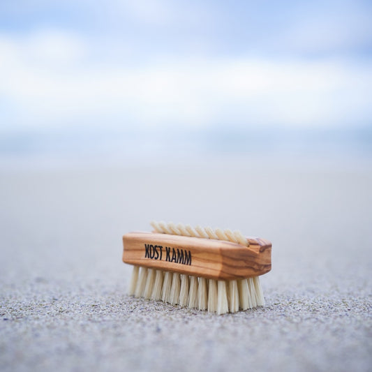 Hand brush, mini, angled nail bristles, olive wood, domestic pig bristles, 6cm