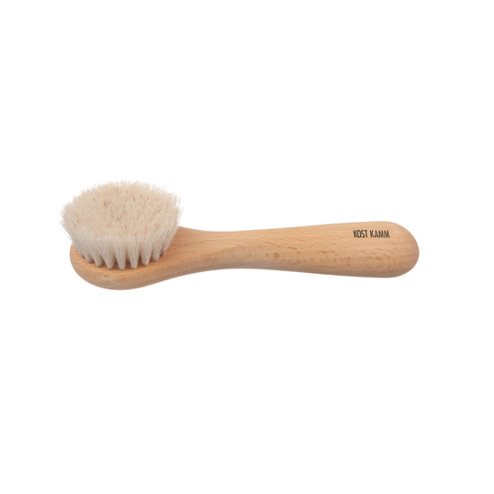 Gesichtsbürste mit Griff, Buche, Mähnenhaar vom Pferd, 15cm