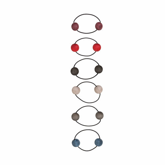 Zopfgummi, 2 Kugeln 20mm, uni eingefärbtes Schichtholz