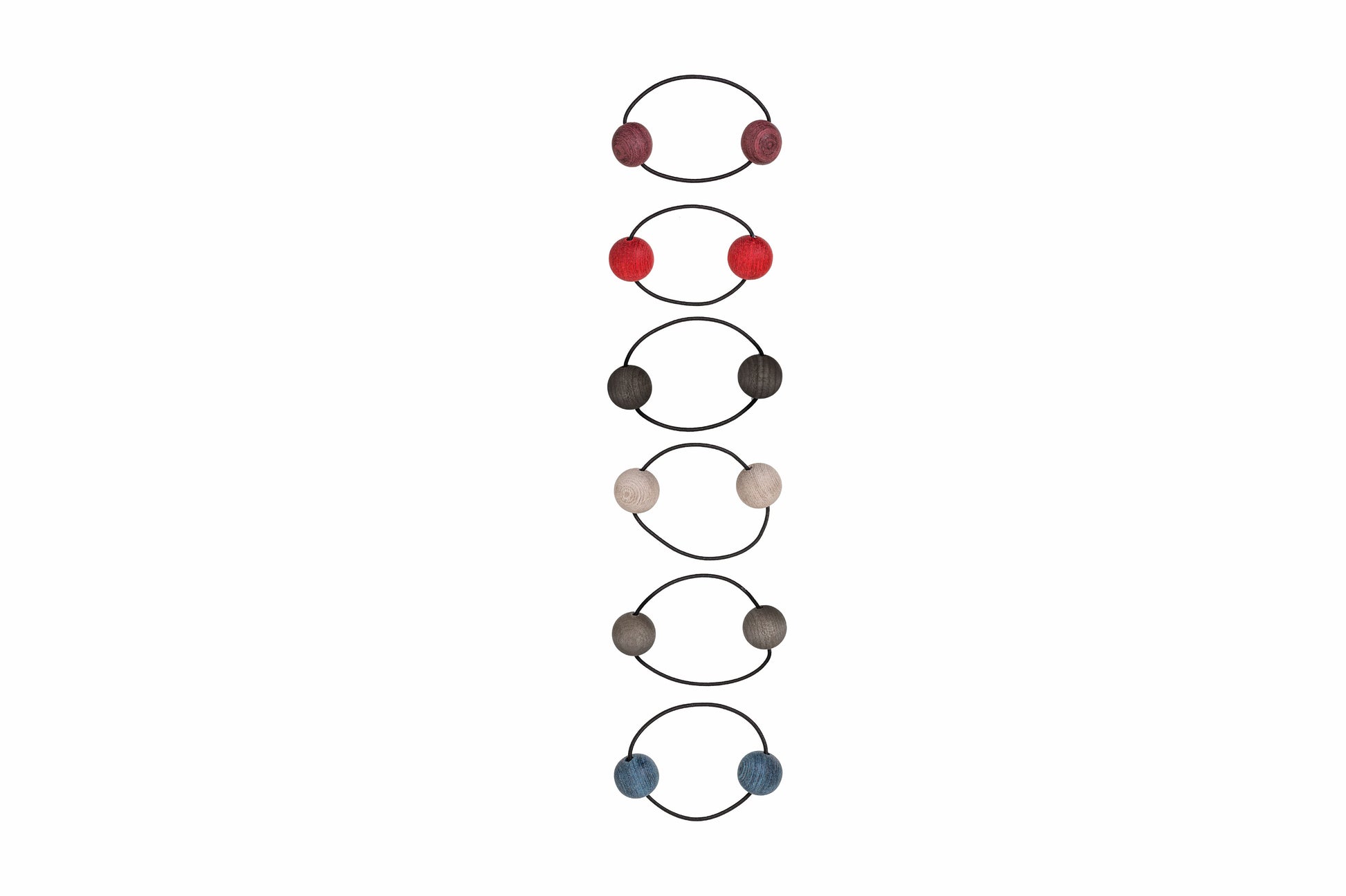 Zopfgummi, 2 Kugeln 20mm, uni eingefärbtes Schichtholz