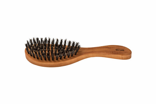 Haarpflegebürste, oval, Birnbaum, extra harte Wildschweinborste, 7-reihig, 22cm