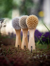 Facial brush with handle, beechwood, goat hair, 15cm