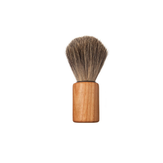 Shaving brush, cylindrical, natural (cherry, beech, walnut), badger hair, 9.5cm