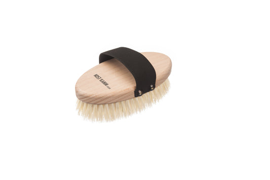 Massagebürste, oval, Buche, vegane Sisalborste, 13cm