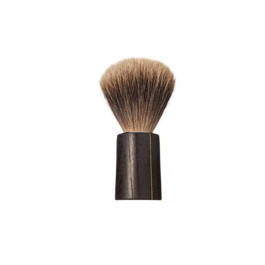 Shaving brush, conical, colorful laminated wood with veneer strips, badger hair, 10cm