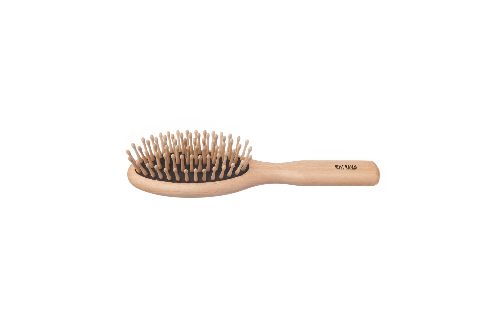 Holzstiftbürste, oval, Buche, abgerundete Holznoppen, 6-reihig, 17,5cm