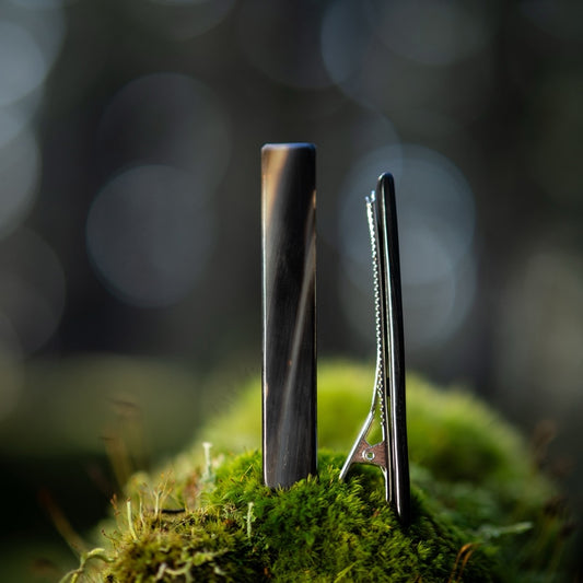 Haarklemme, rechteckig, Horn, Alligatorklemme 7.5cm