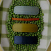 Barrette, bois de placage uni avec accent finement contrasté, fermoir 10cm