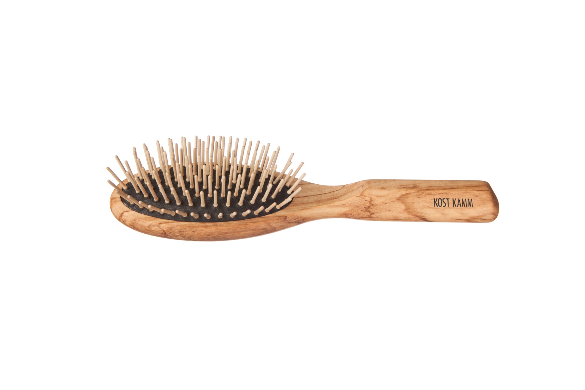 Holzstiftbürste, oval, Olivenholz, gerade Holznoppen, 9-reihig, 21,5cm