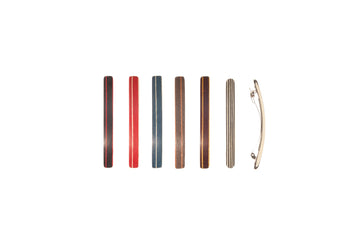 Haarspange, schmal, bunt eingefärbtes Schichtholz, Schließe 6cm