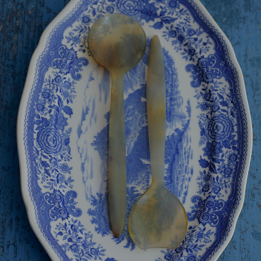 Horn Salatbesteck, 20.5cm, Kopf 56mm