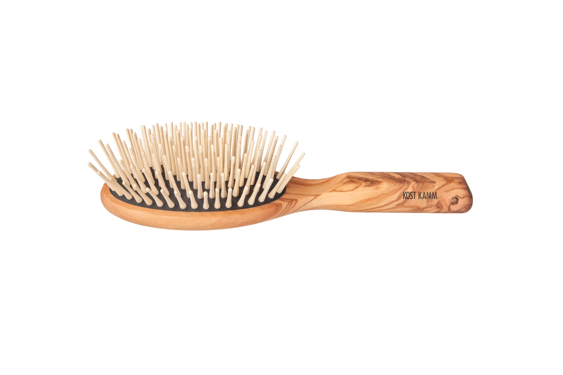 Langhaar-Holzstiftbürste, oval, Olivenholz, gerade extra lange Holznoppen, 9-reihig, 21,5cm