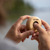 Pop-up wooden pin brush, round, beech, rounded wooden pins, removable rubber cushion, d=7cm