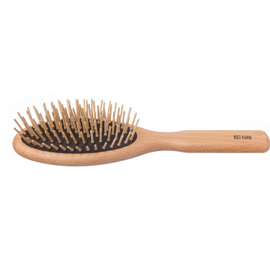 Holzstiftbürste, oval, Buche, gerade Holznoppen, 9-reihig, 21,5cm