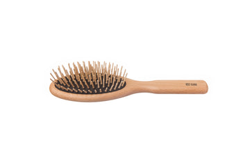 Holzstiftbürste, oval, Buche, gerade Holznoppen, 9-reihig, 21,5cm