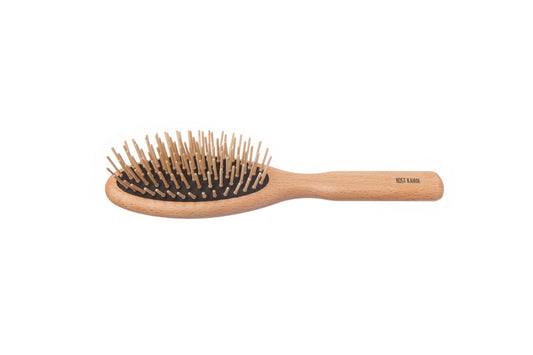 Holzstiftbürste, oval, Buche, gerade Holznoppen, 9-reihig, 21,5cm