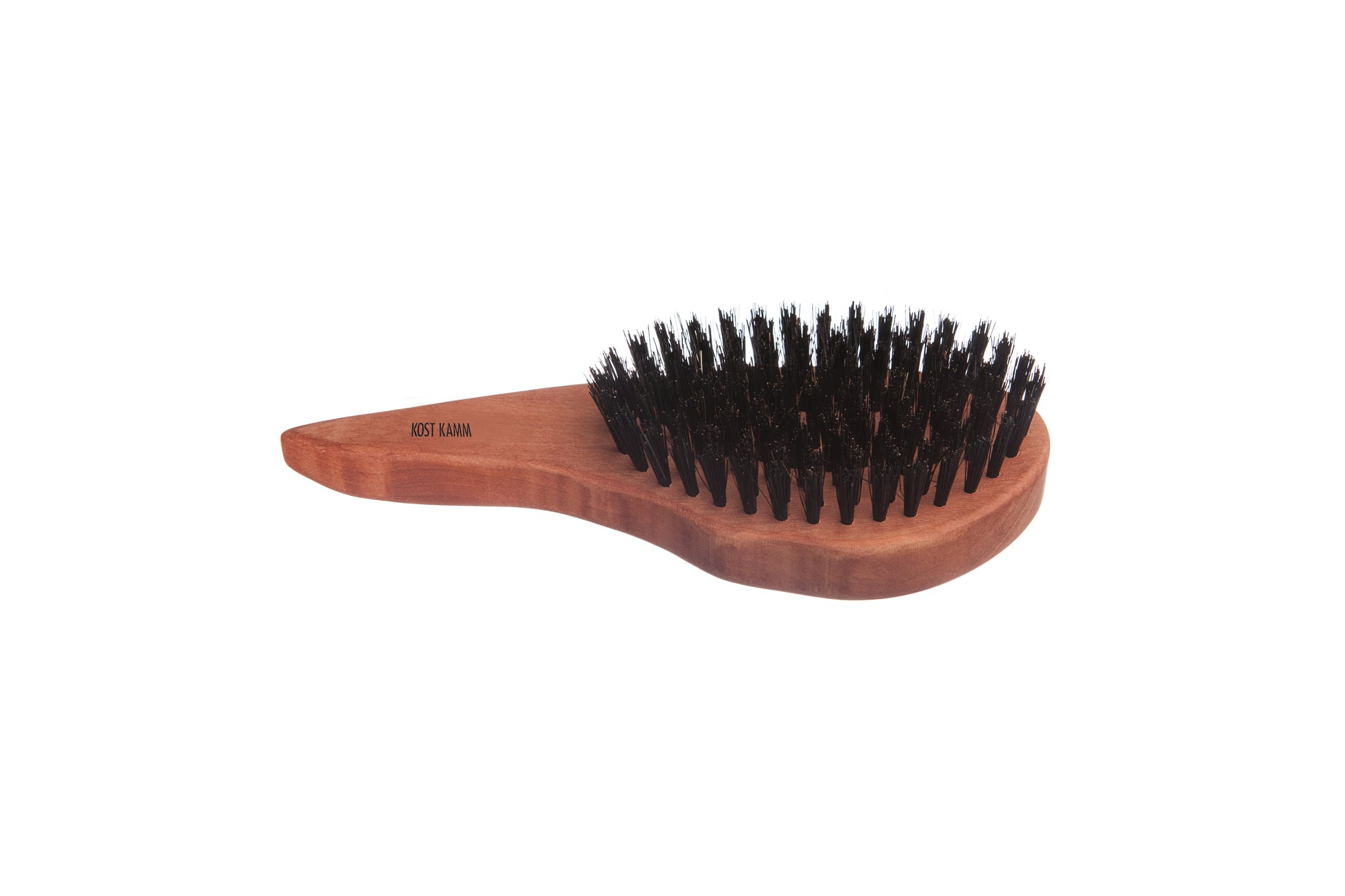 Haarpflegebürste, Tropfenform für Linkshänder, Birnbaum, harte Wildschweinborste, 9-reihig, 18cm
