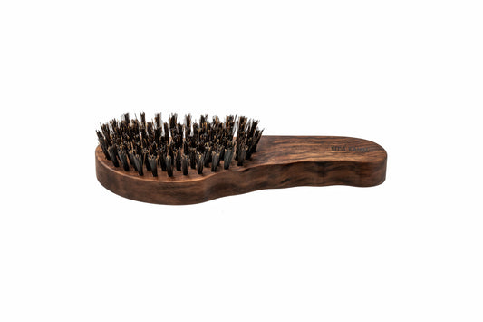 Haarpflegebürste, ergonomisch, Nussbaum, extra harte Wildschweinborste, 7-reihig, 19,5cm