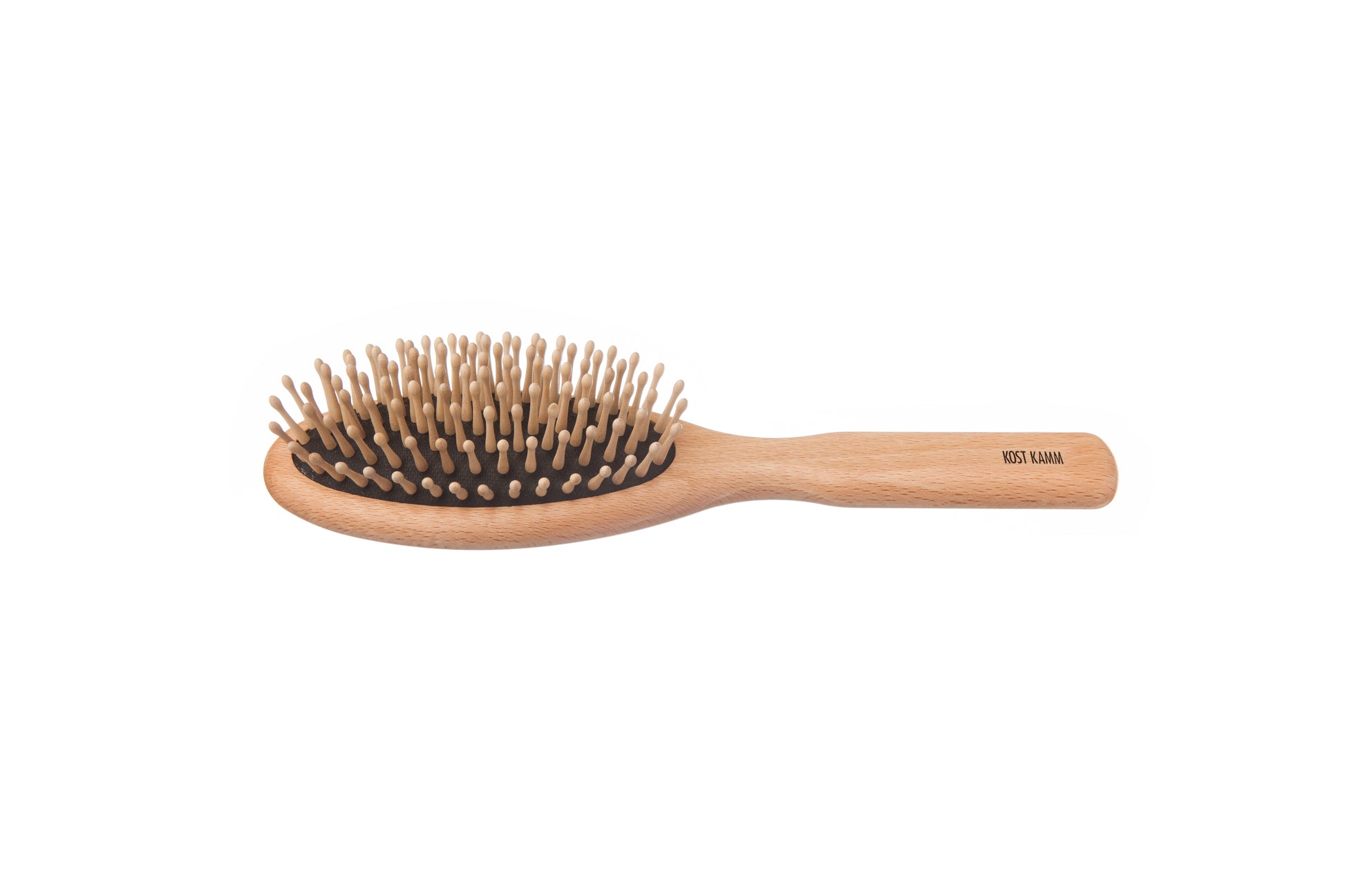 Holzstiftbürste, oval, Buche, abgerundete Holznoppen, 9-reihig, 21,5cm