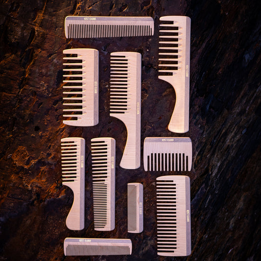 Hair comb, wood, colorful, wide-medium, 19cm