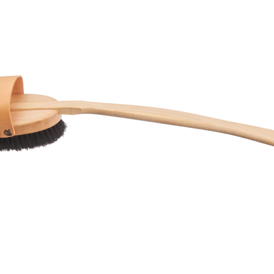 Body Ionic Brush, "Klosterbürste" mit Stiel, Buche, Bronzedraht mit Rosshaar, 45cm