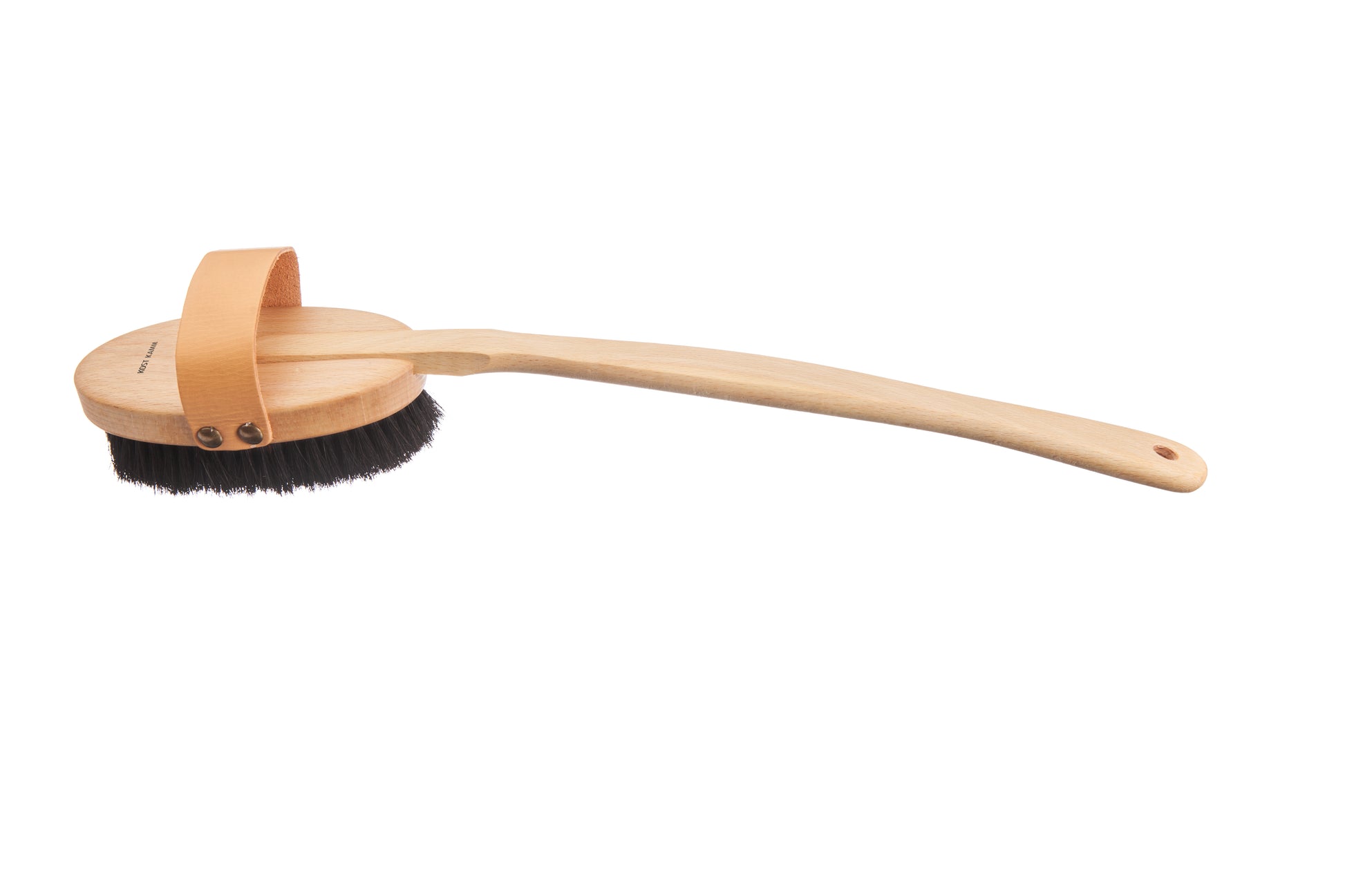 Body Ionic Brush, "Klosterbürste" mit Stiel, Buche, Bronzedraht mit Rosshaar, 45cm
