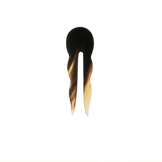 Haarnadel, kurz, gewellt, Horn, 2-zinkig, 10cm