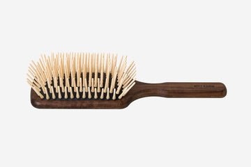 Langhaar-Holzstiftbürste, Paddle-Brush, Nussbaum, gerade extra lange Holznoppen, 9-reihig, 25.5cm