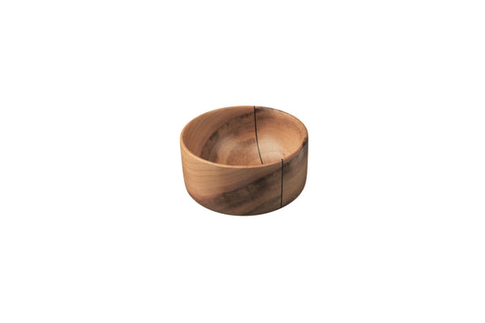 Seifenschale, Nussbaum mit Furnierstreifen, Durchmesser 9cm