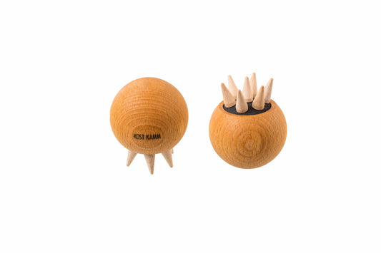 Faszien Massagekugel, Buche, spitze Holznoppen, d=6cm