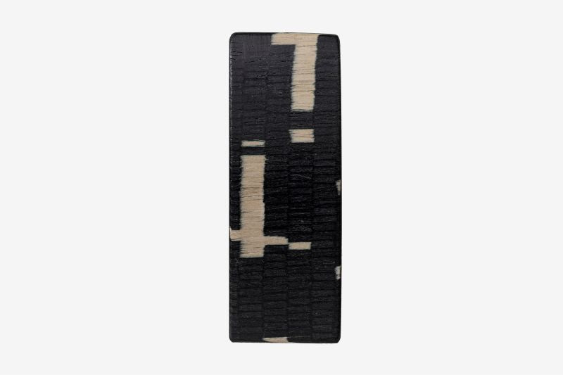 Haarspange, rechteckig, schwarz-weißes Furnierholz, Design Cloudy, Schließe 10cm