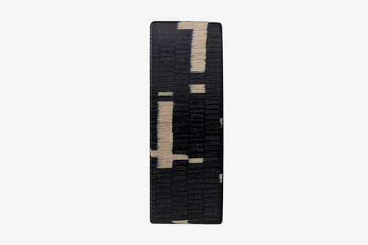 Haarspange, rechteckig, schwarz-weißes Furnierholz, Design Cloudy, Schließe 10cm