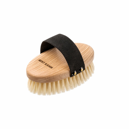 Massagebürste, oval, Buche, weiche Borste vom Hausschwein, 13cm