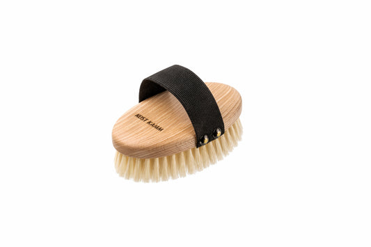 Massagebürste, oval, Buche, weiche Borste vom Hausschwein, 13cm