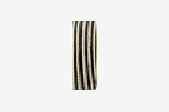 Haarspange, rechteckig, schwarz-weißes Furnierholz, Design Stripe, Schließe 8cm