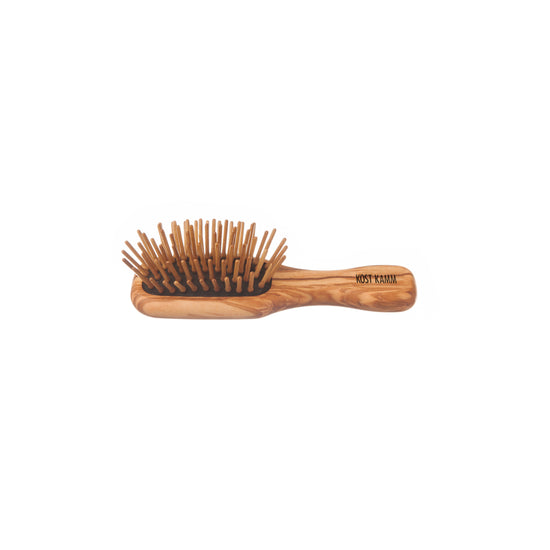 Holzstiftbürste, Mini, Olivenholz, gerade Holznoppen, 7-reihig, 11,5cm