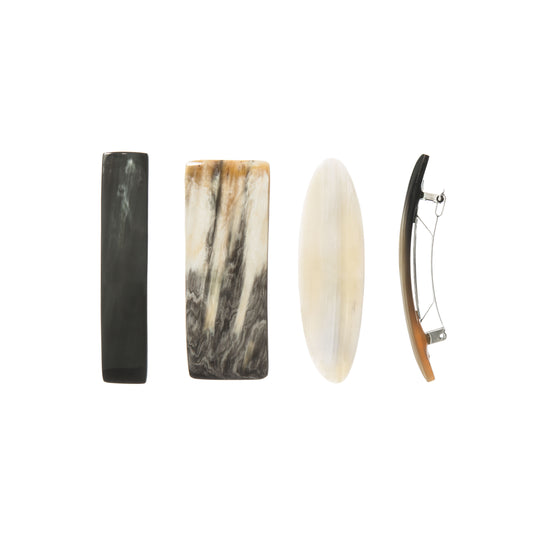 Haarspange, Horn, Schließe 6cm