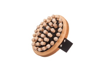 Faszien-Massagebürste, oval, Buche, runde Holznoppen, 13cm
