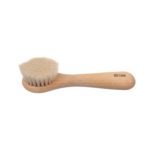 Gesichtsbürste mit Griff, Buche, Ziegenhaar, 15cm