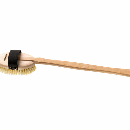 Massagebürste mit abnehmbarem Stiel, oval, Buche, vegane Sisalborste, 49cm