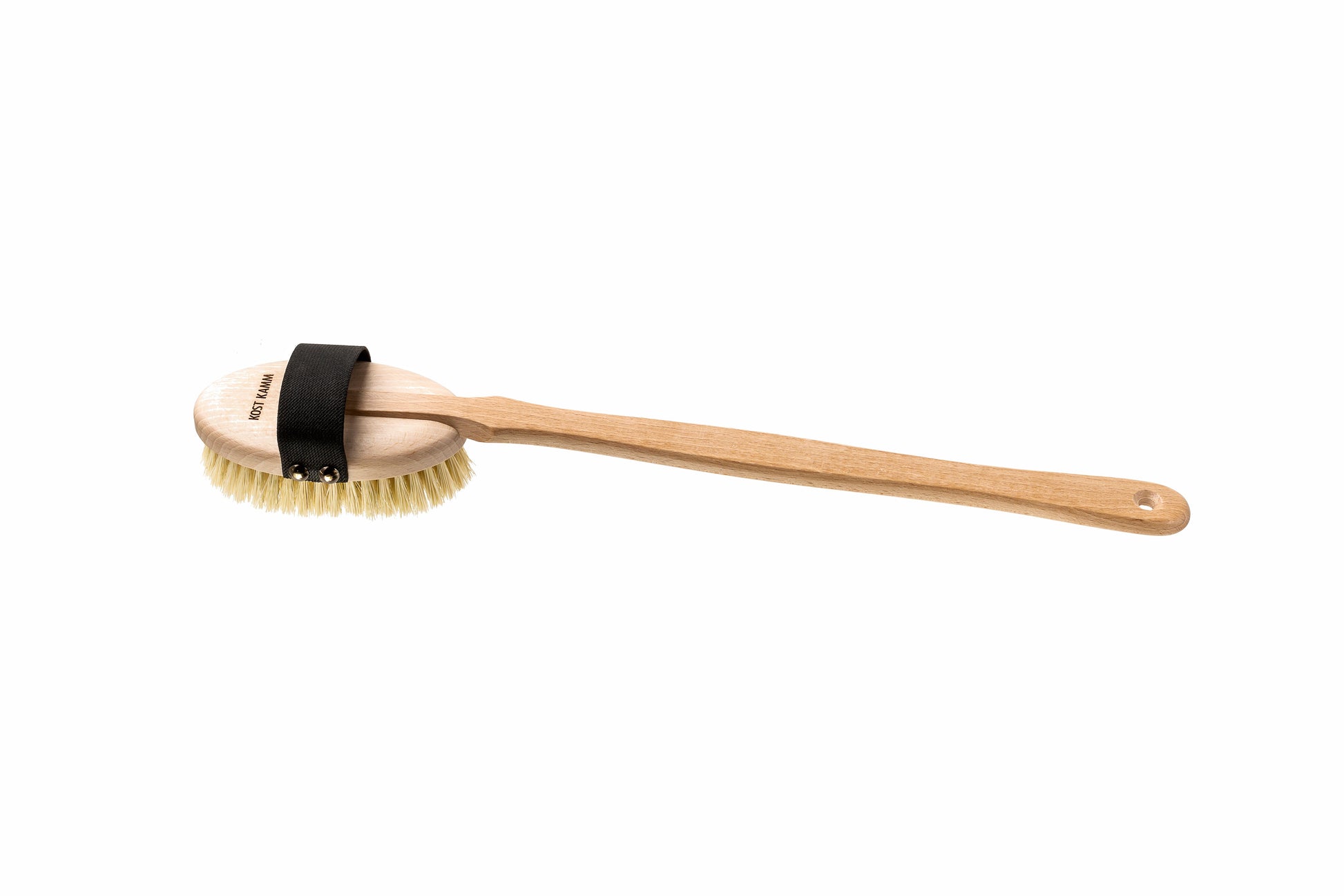 Massagebürste mit abnehmbarem Stiel, oval, Buche, vegane Sisalborste, 49cm